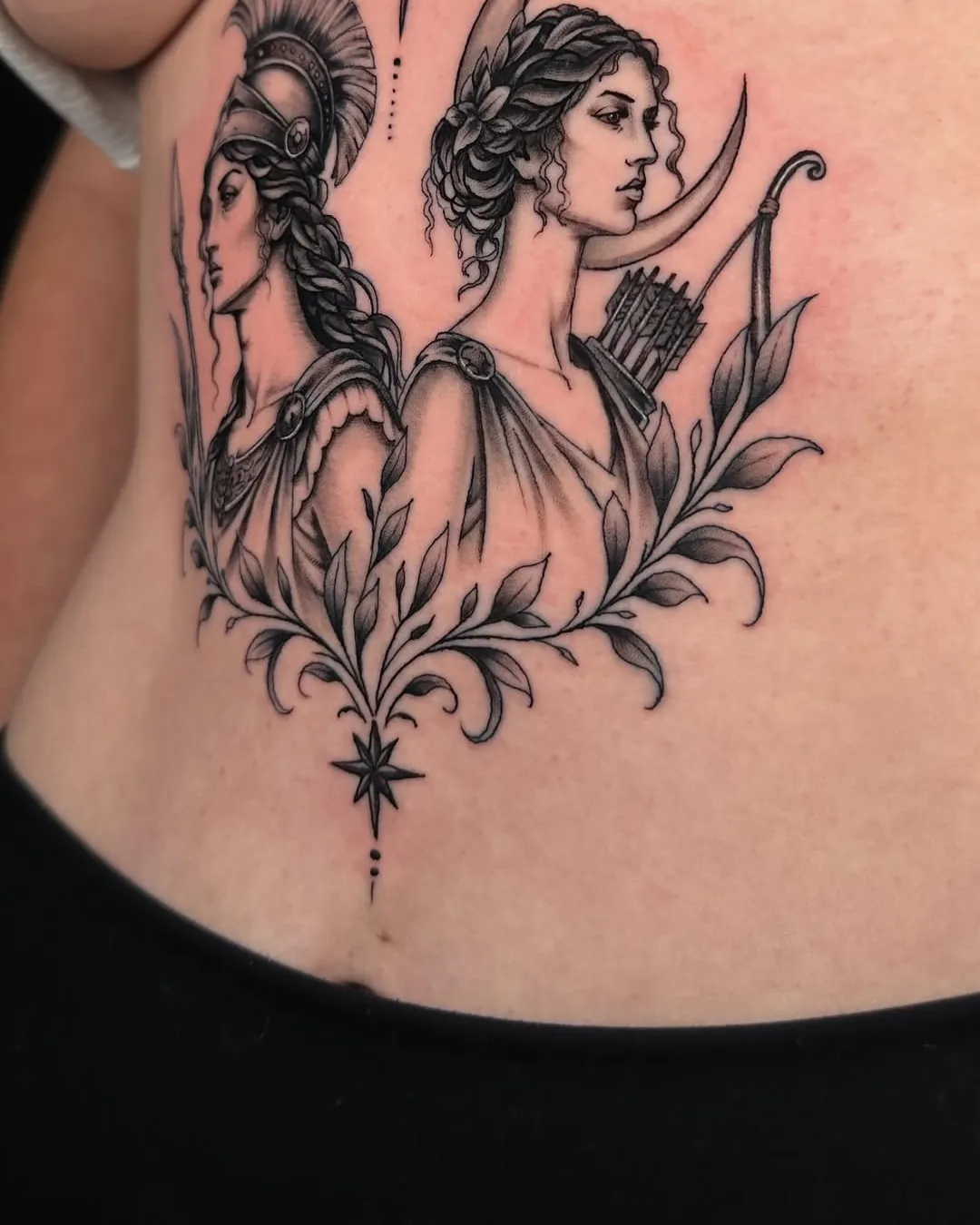 Blackwork goddesses tattoo