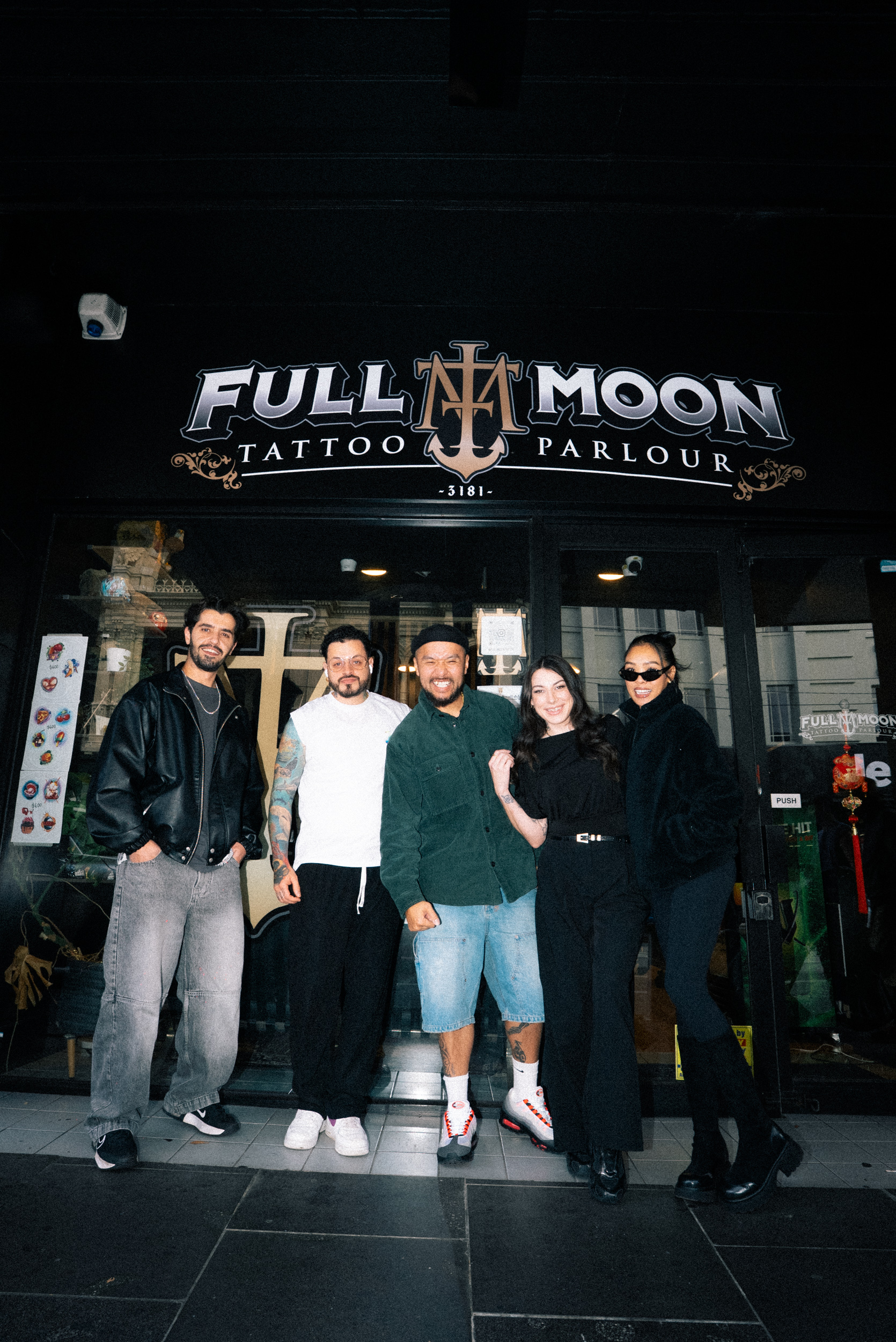 Full Moon Tattoo Parlour team outside 283 Chapel Street Prahran