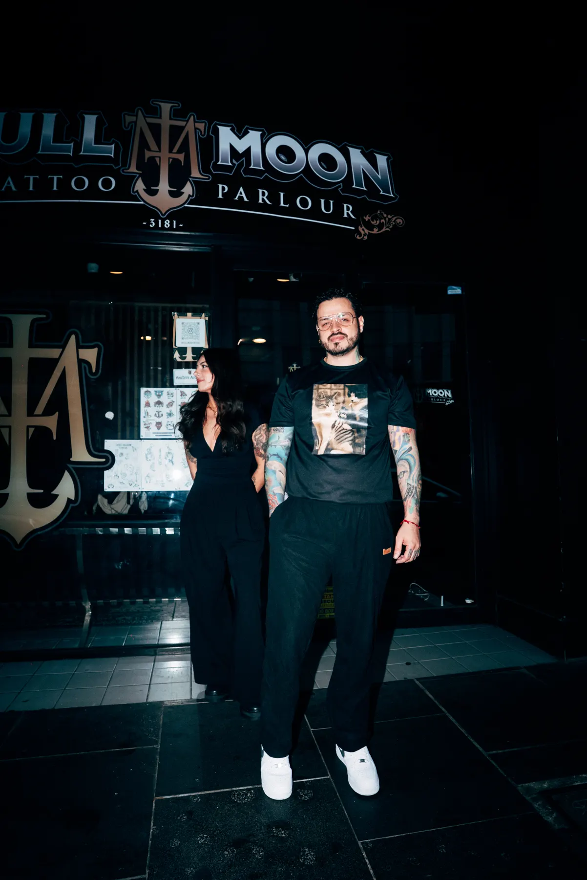 Two Full Moon artists outside 283 Chapel Street